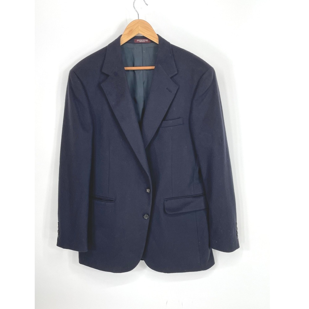 Evan-Picone Mens Blazer 100% Cashmere Sport Coat Navy Blue Preppy 2-Button